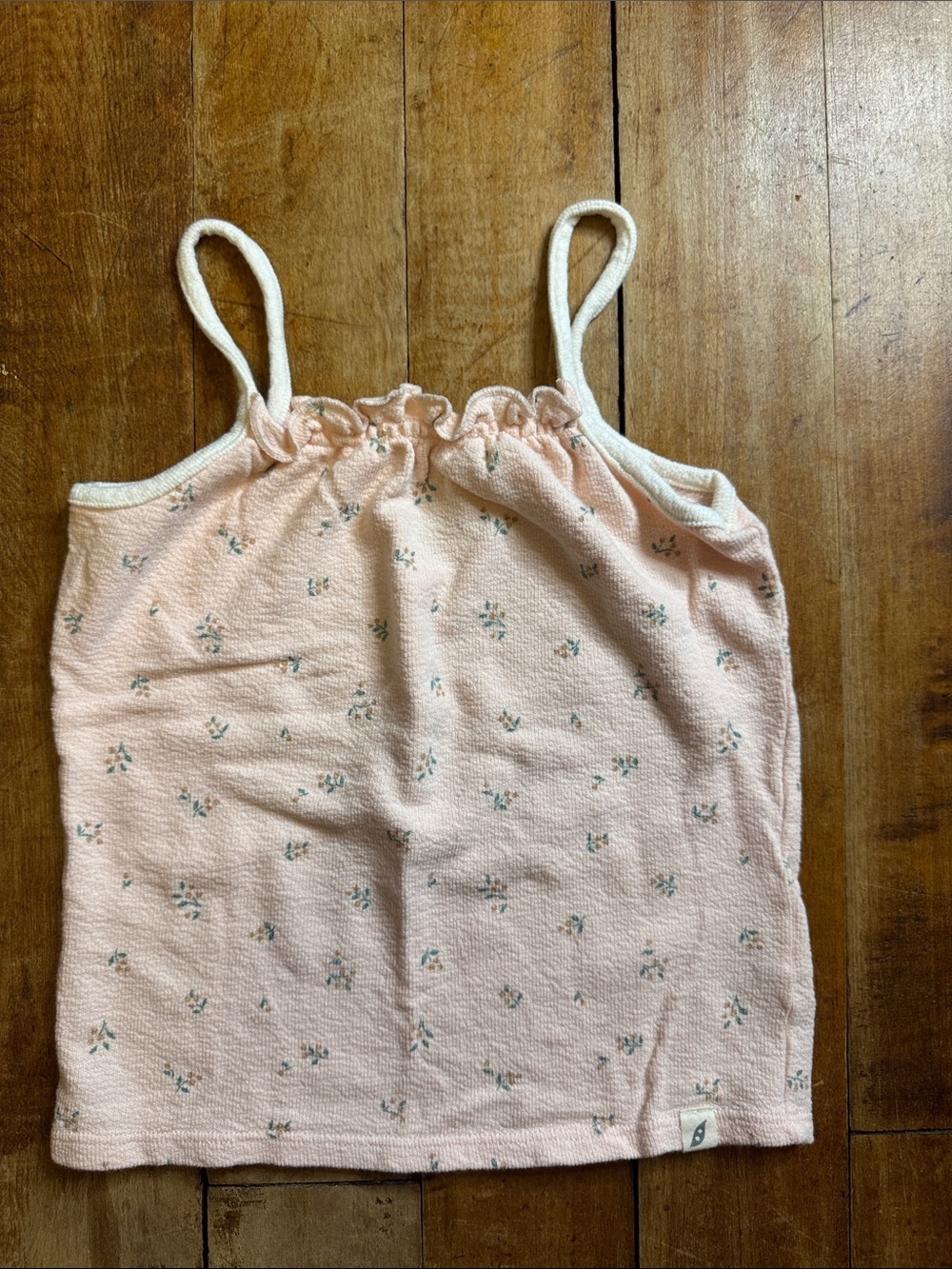 Pink Floral Tank Top with Ruffled Neckline 5T organic cotton